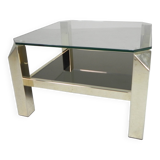 Belgo Chrom coffee table with 2 glass plates, 1970s