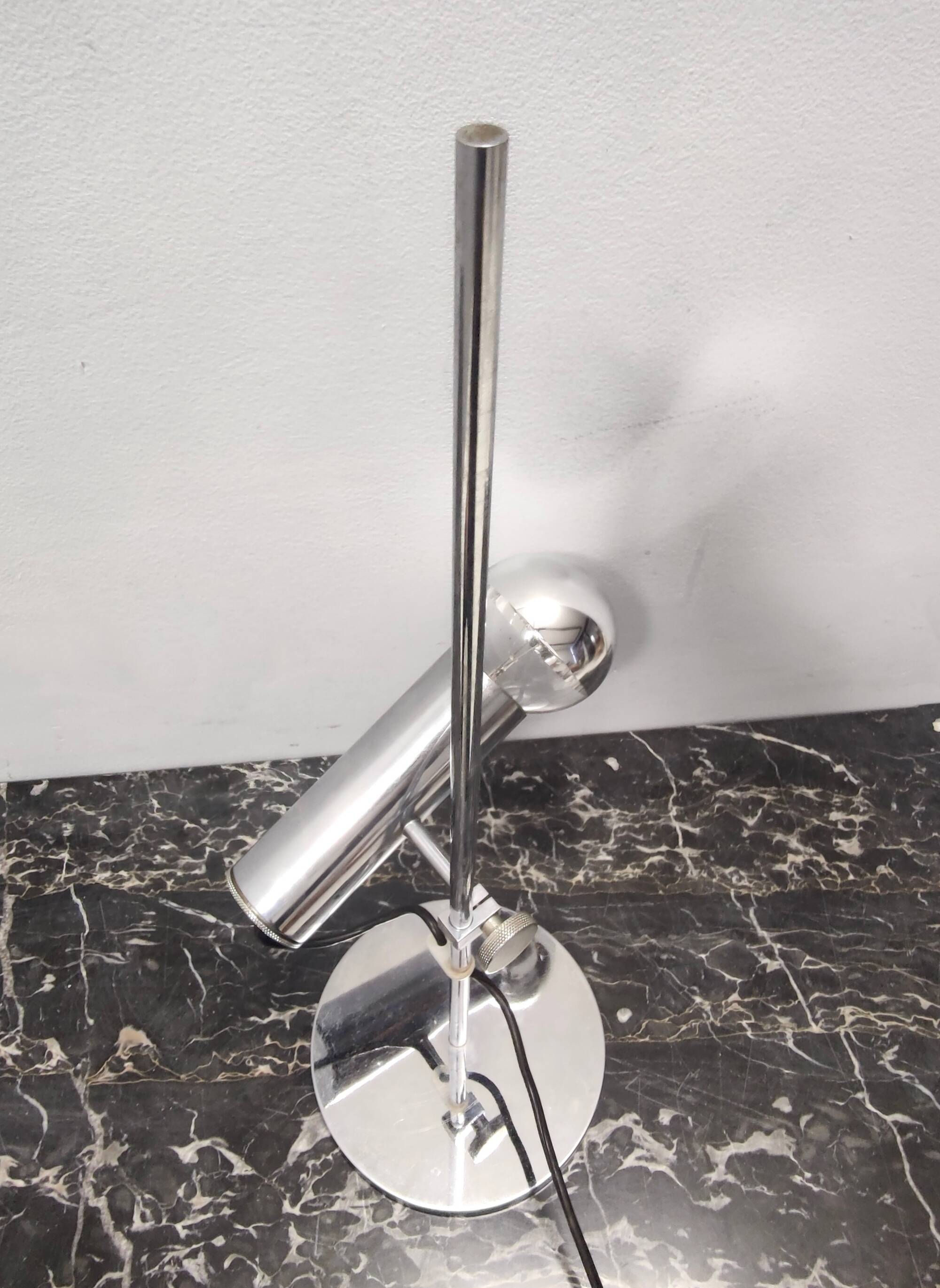 Chrome-Plated Brass Desk Lamp attr. to Giuseppe Ostuni for O-Luce, Italy