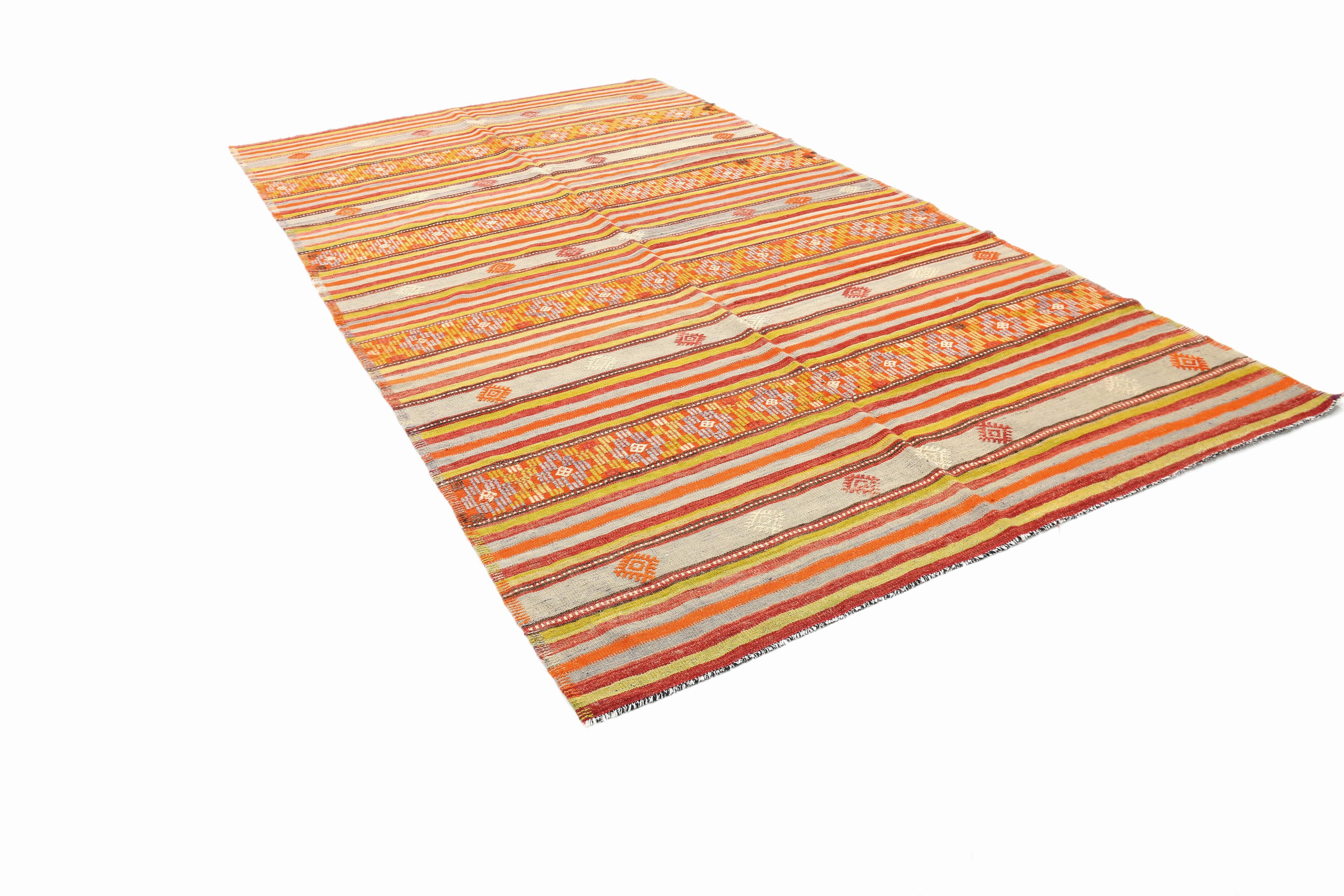 Tapis kilim bohème multicolore – pièce unique faite main, Style folklorique