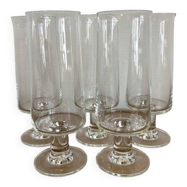Set 5 flûtes à  champagne cristal années 70