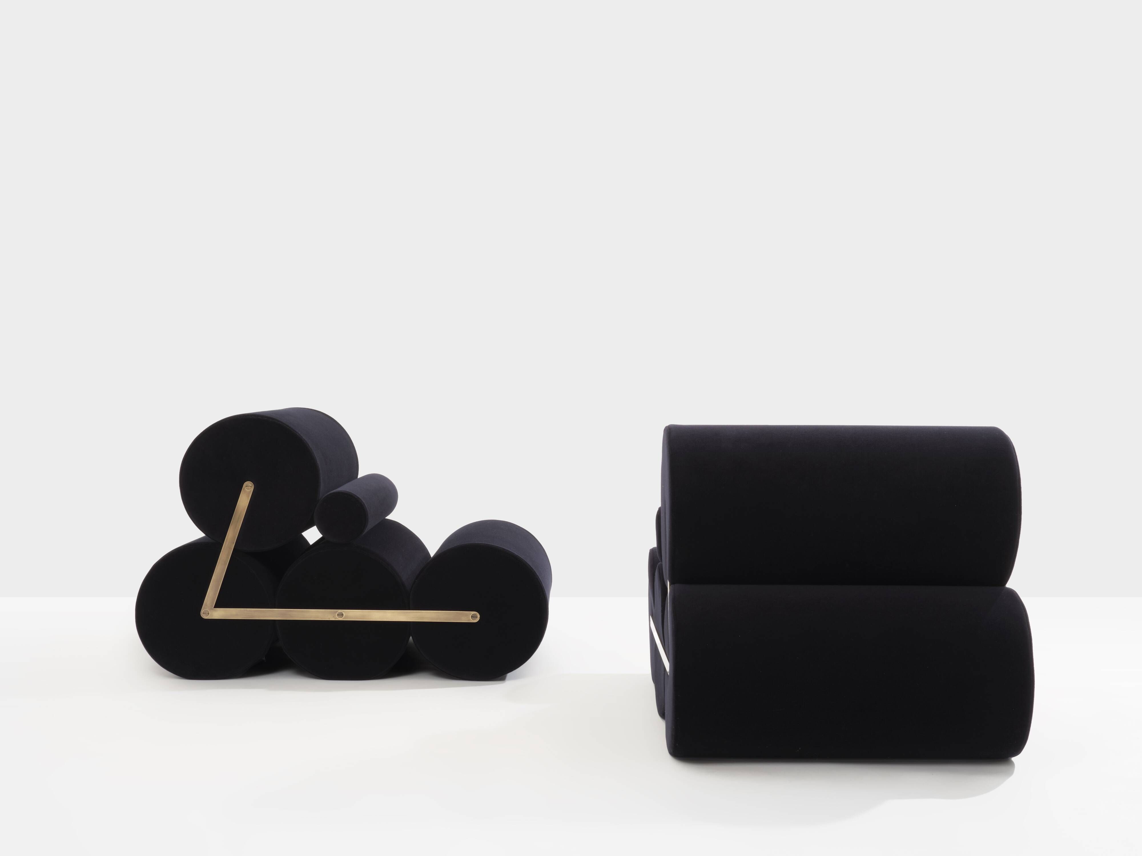 Pair of black velvet armchairs by Auro Trivellato for ALI 1972