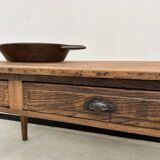 Antique farm table, fully restored, with 3 drawers