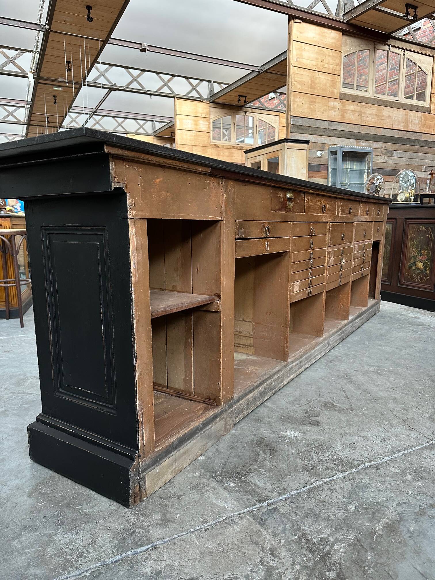 Huge bar counter covered in blue stone