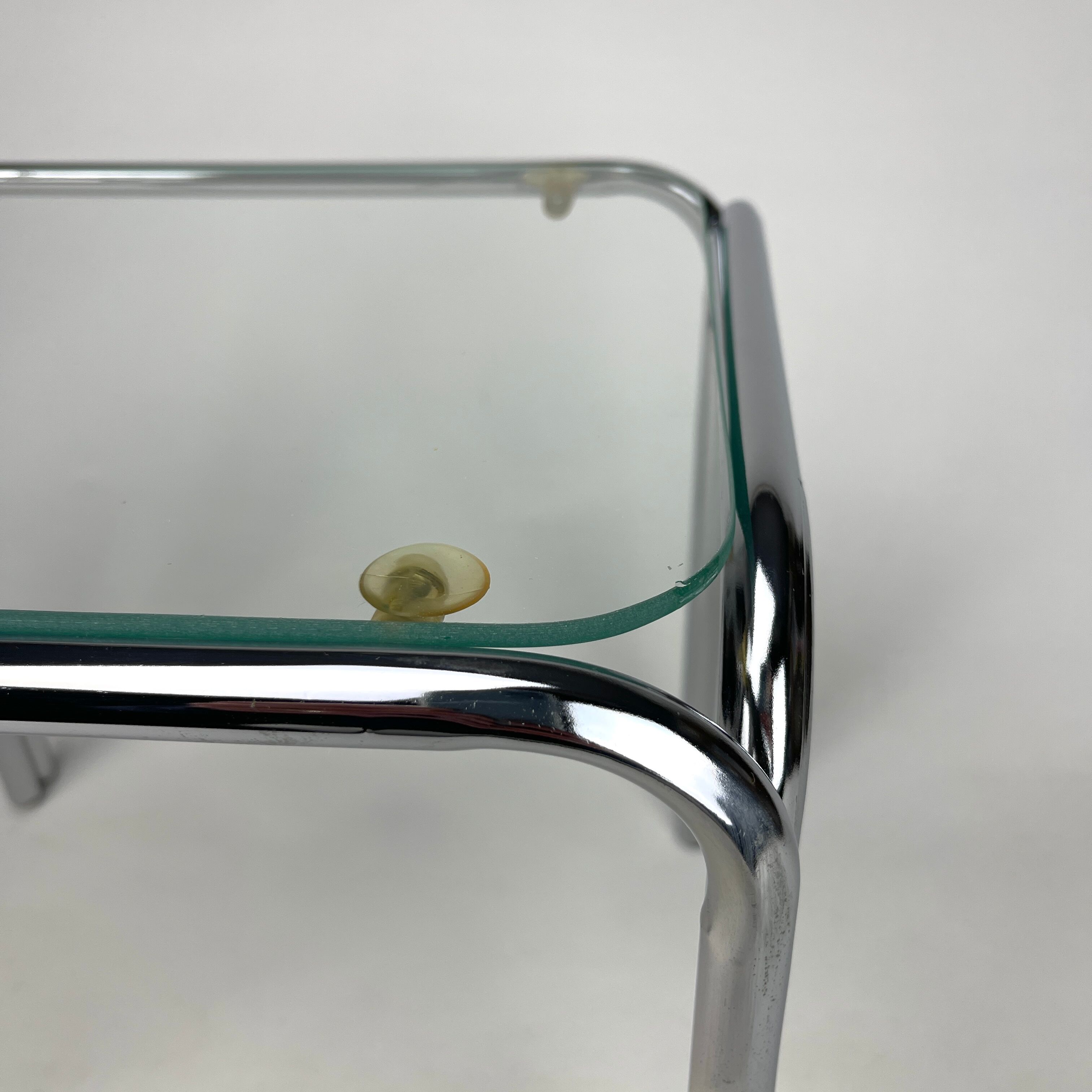 Small side table chrome metal and glass 70s