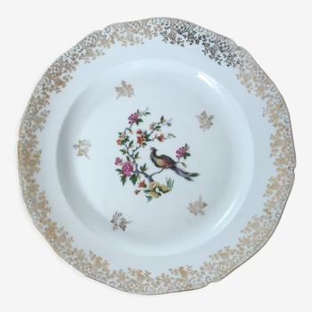 Plat rond en porcelaine oiseau de paradis