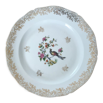 Plat rond en porcelaine oiseau de paradis