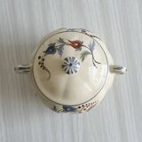 Ceramic condiment pot, hand painted sugar pot