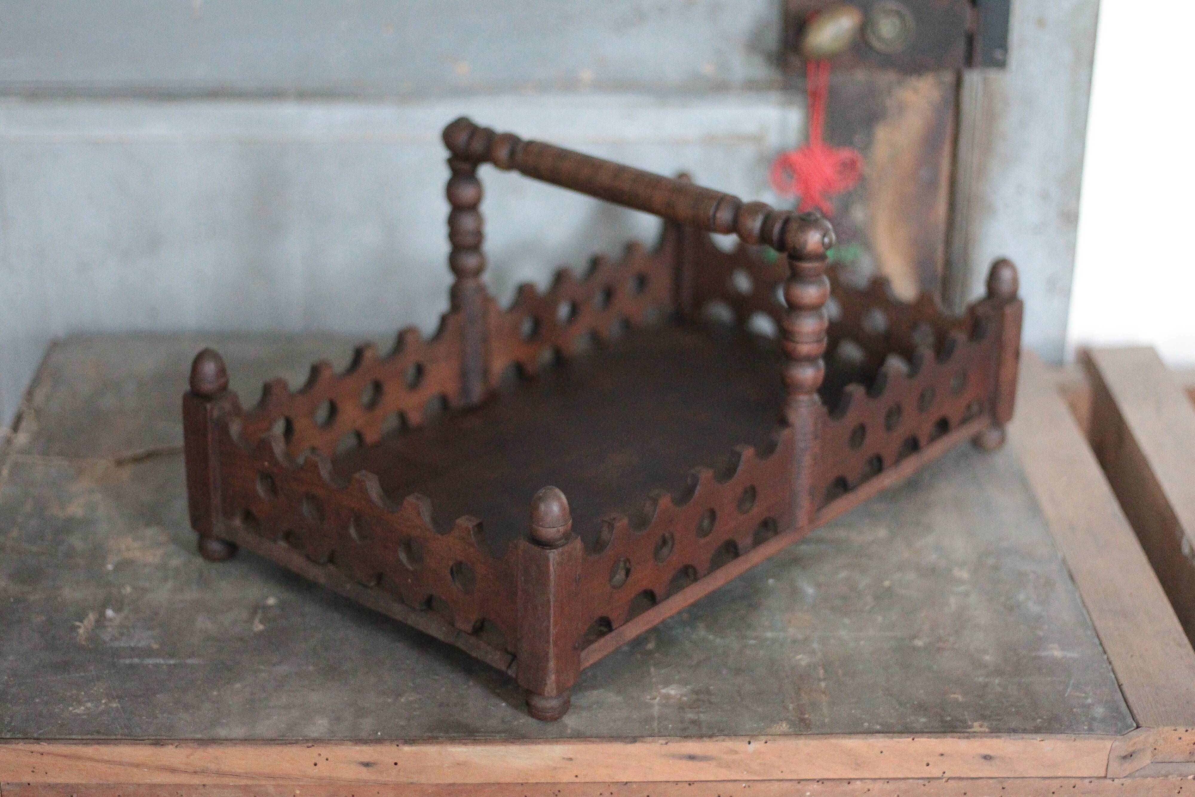Vintage wooden basket, wooden fruit bowl, kitchen, nature, folk art