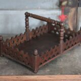 Vintage wooden basket, wooden fruit bowl, kitchen, nature, folk art