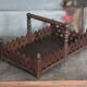 Vintage wooden basket, wooden fruit bowl, kitchen, nature, folk art