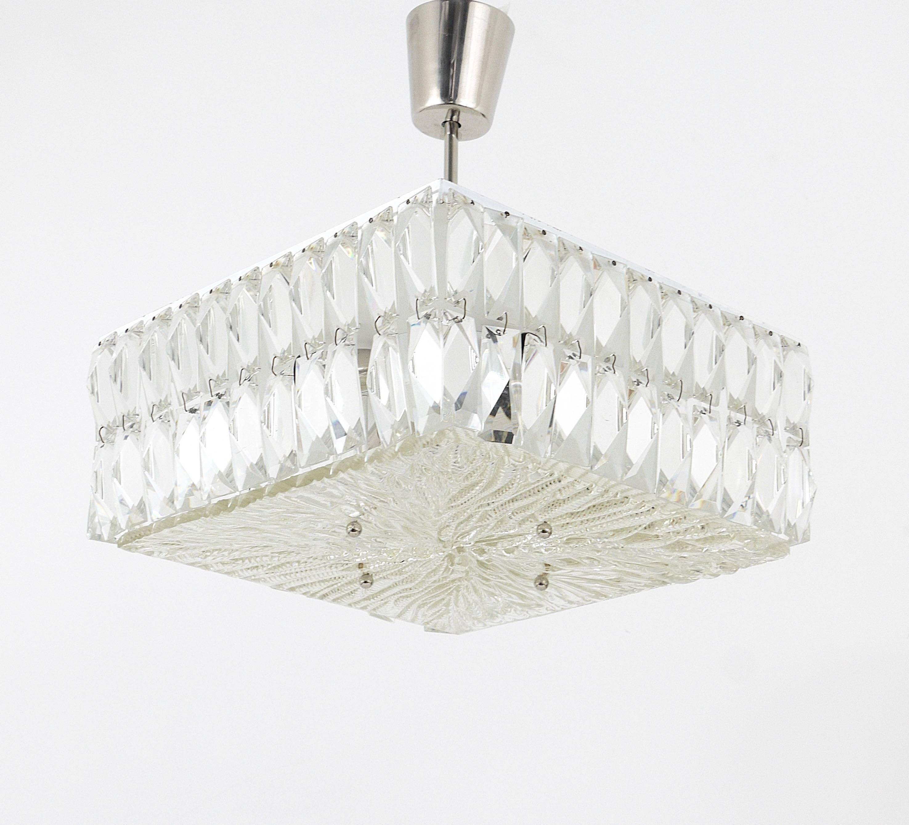 Bakalowits Vienna Faceted Crystal Chandelier Mid-Century, Austria, 1960s