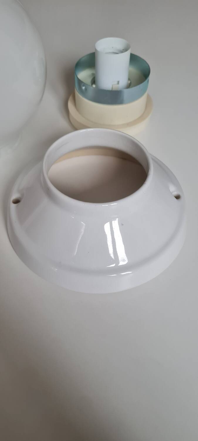 Opaline glass and ceramic wall light