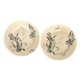 Duo de plats en faïence de Gien, modèle Iris 28 cm