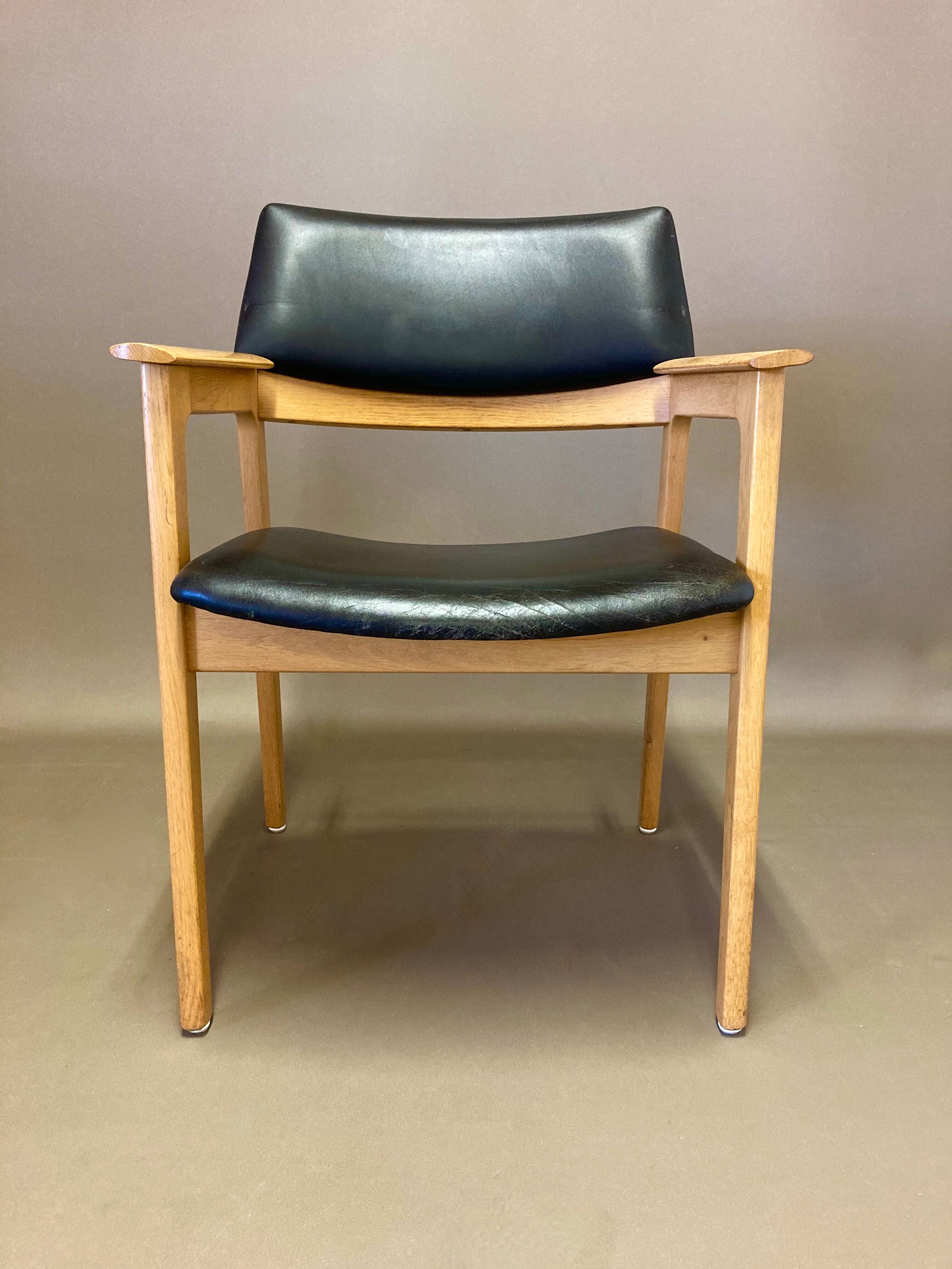 Black leather armchair scandinavian 1950