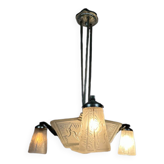 Muller brothers art deco chandelier 1930s