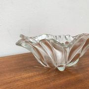 Heavy vintage German floral glass bowl by Walther Glas, 1970s.
