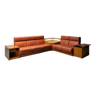 5 seater modular sofa eco-leather 70s vintage modern