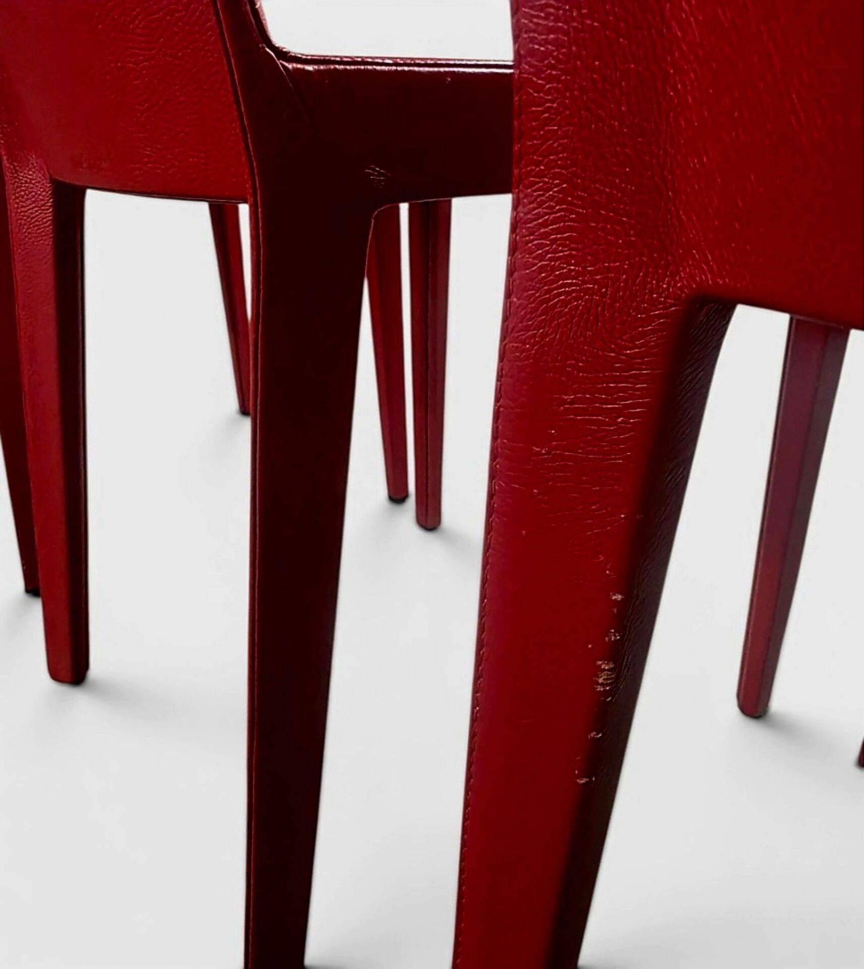 Set of 4 red saddle leather chairs - Matteo Grassi - Circa 1980
