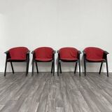Modern Chairs in Lacquered Wood and Fabric from Pozzi & Verga, 1970s, Set of 4