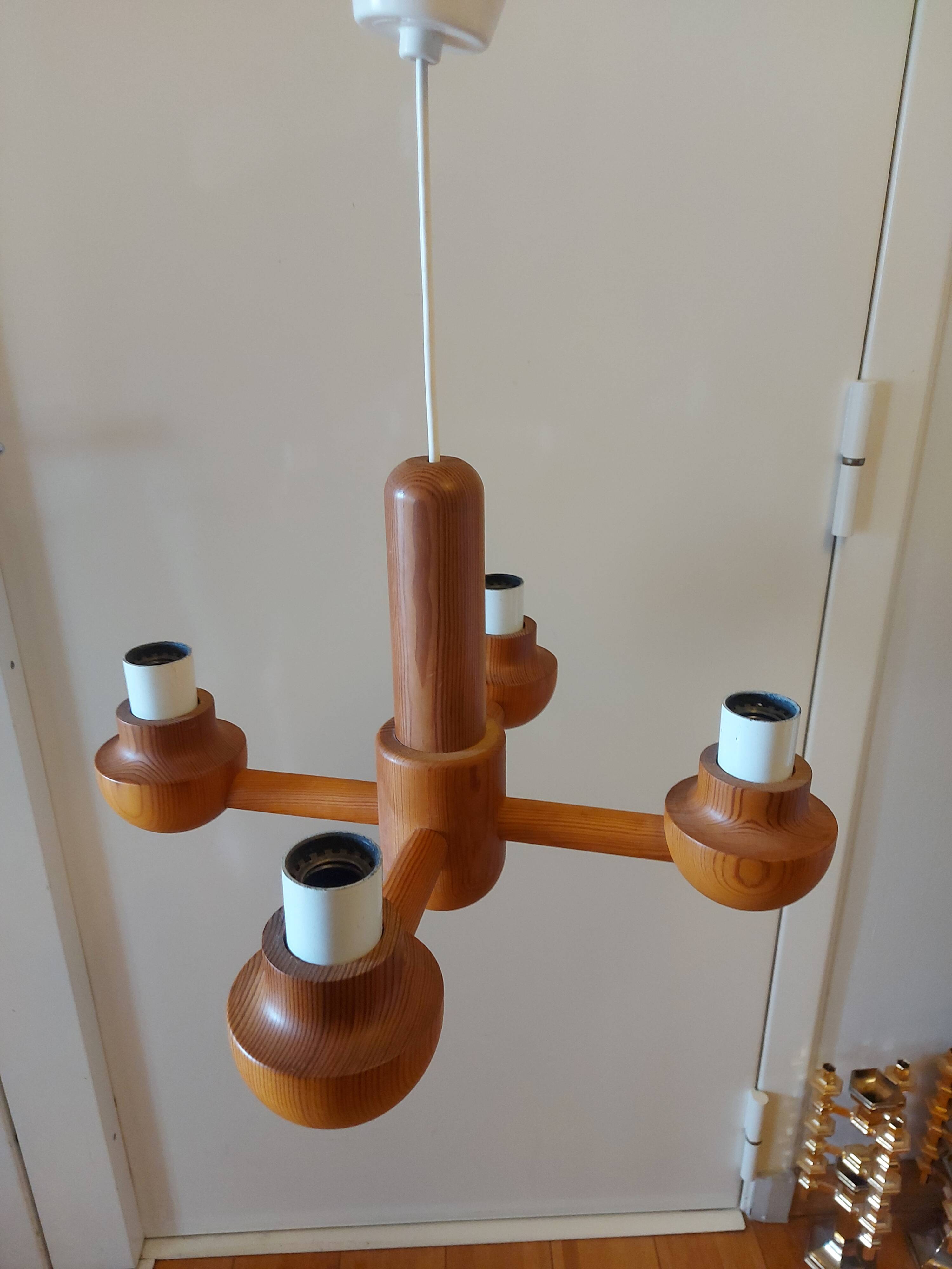 Vintage Ikea pine chandelier