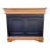 Cherry and black sideboard with 2 doors and 1 drawer.