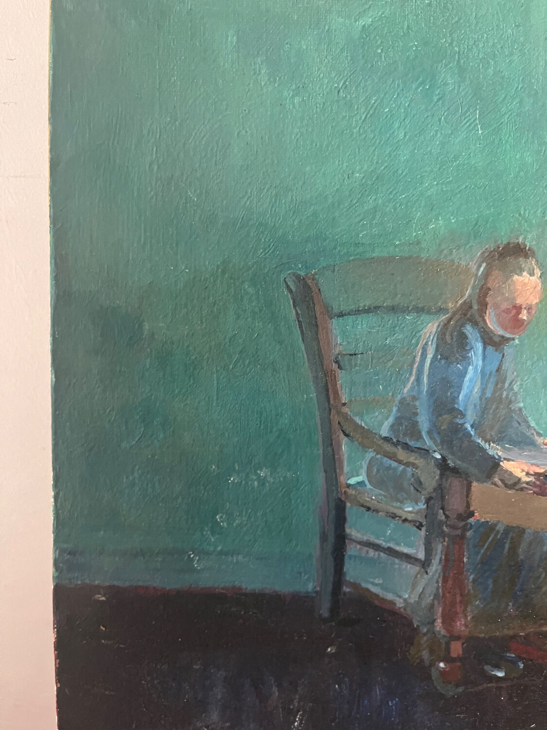 "Face to face with my dog", original oil on canvas