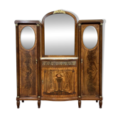 Buffet d'époque Art déco en acajou, chêne et dessus marbre