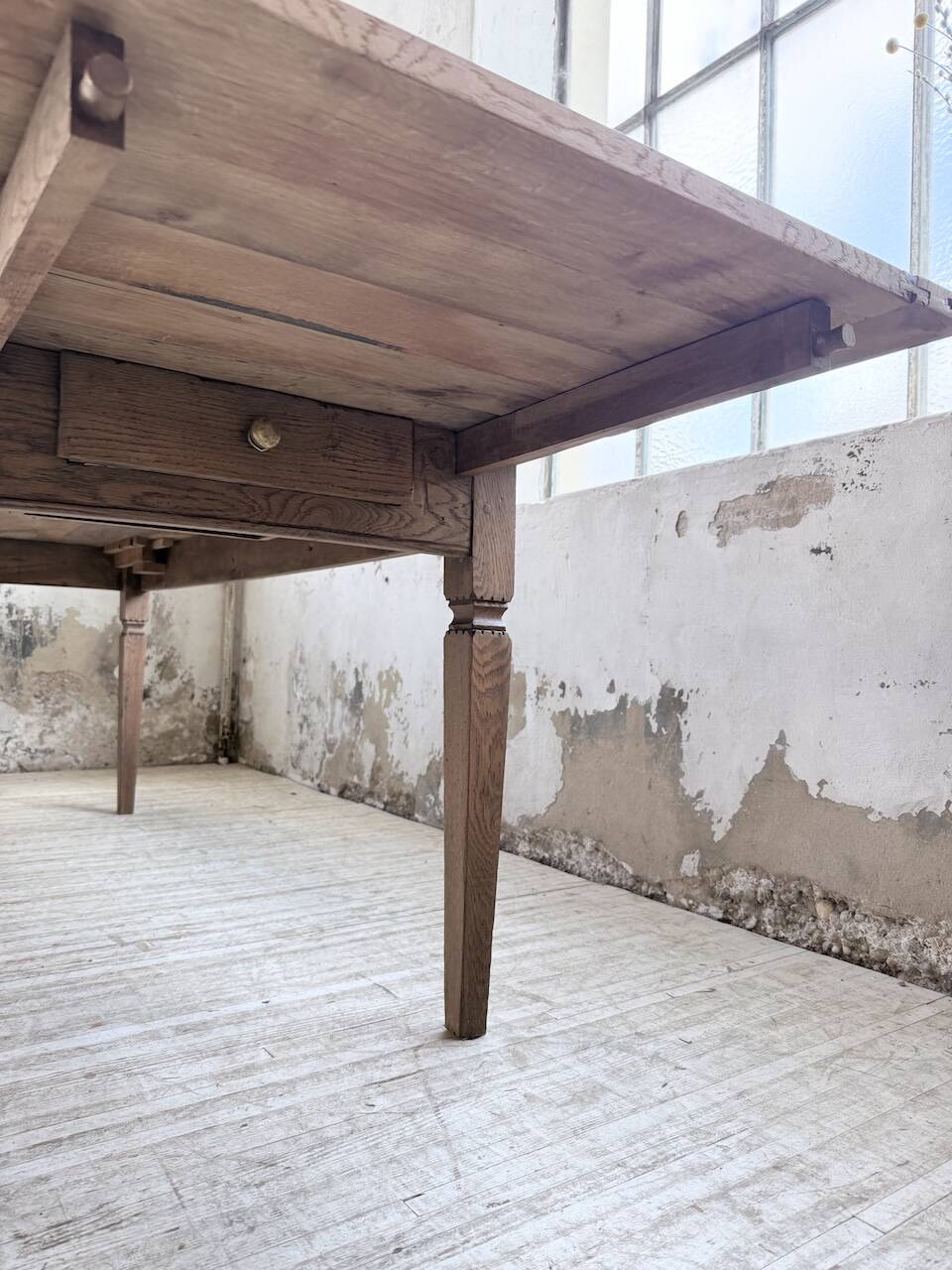 Solid oak farmhouse table with extensions (190-280cm) 1950