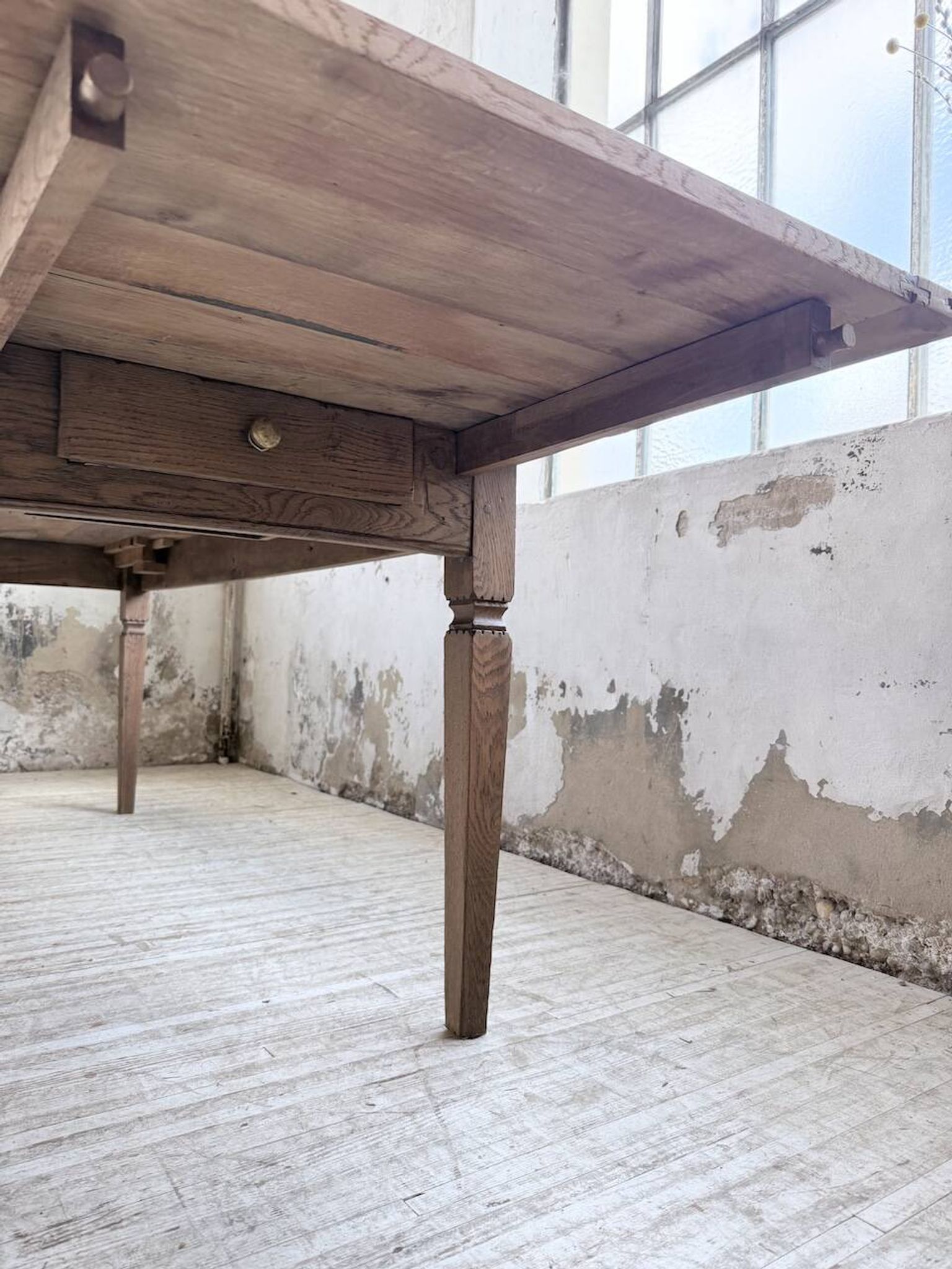 Solid oak farmhouse table with extensions (190-280cm) 1950