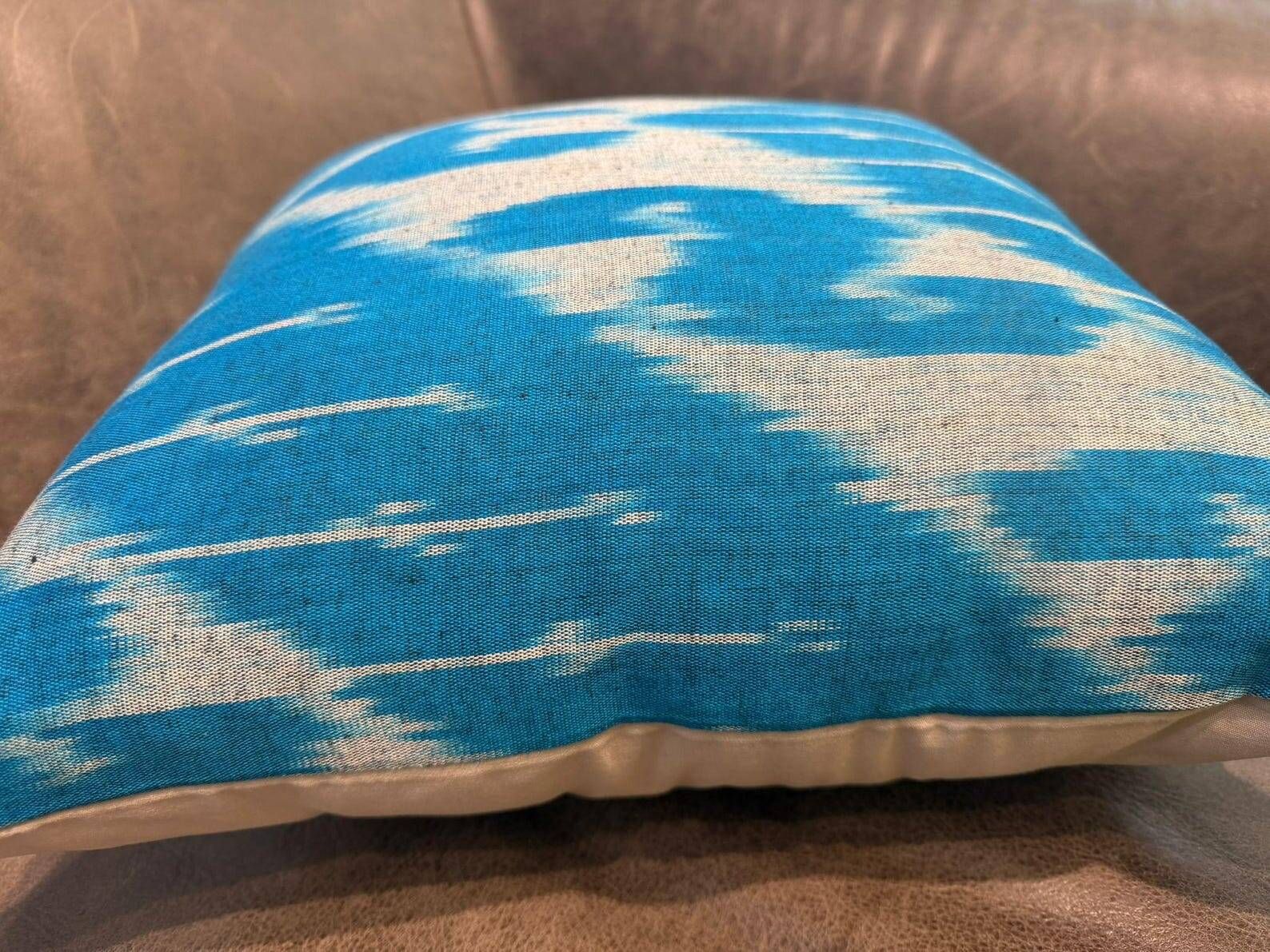 Silk Ikat Pillow Cover, Vertical Stripe Medallion Cushion 16x16