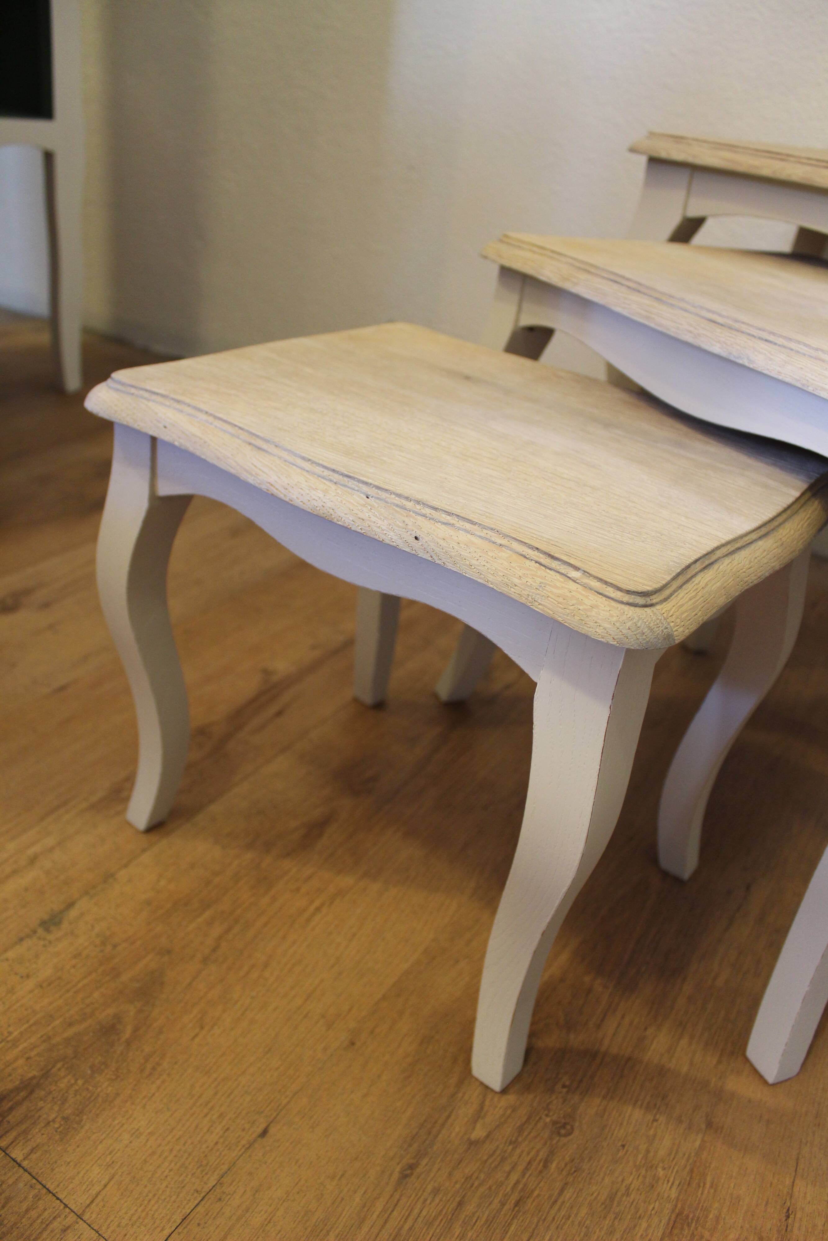 Patinated oak nesting tables