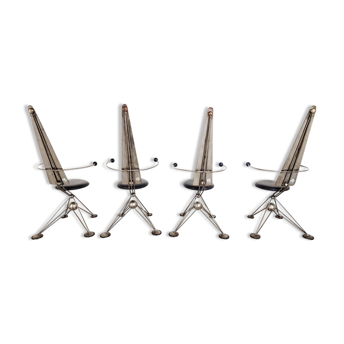 Chaises de salle à manger uniques à dossier haut années 1970