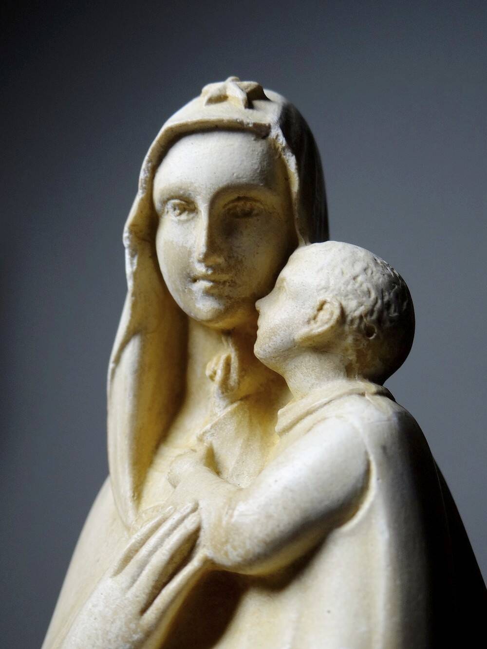 old "Virgin with the star" and child in waxed plaster