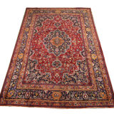 Vintage persian carpet handwoven red wool khorasan area rug- 338x243cm