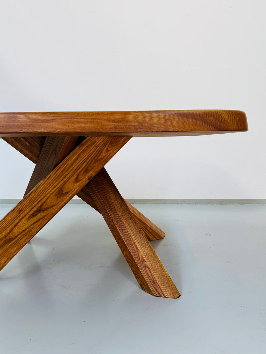 French early edition Aban T35C table in elm attributed to Pierre Chapo, 1970s