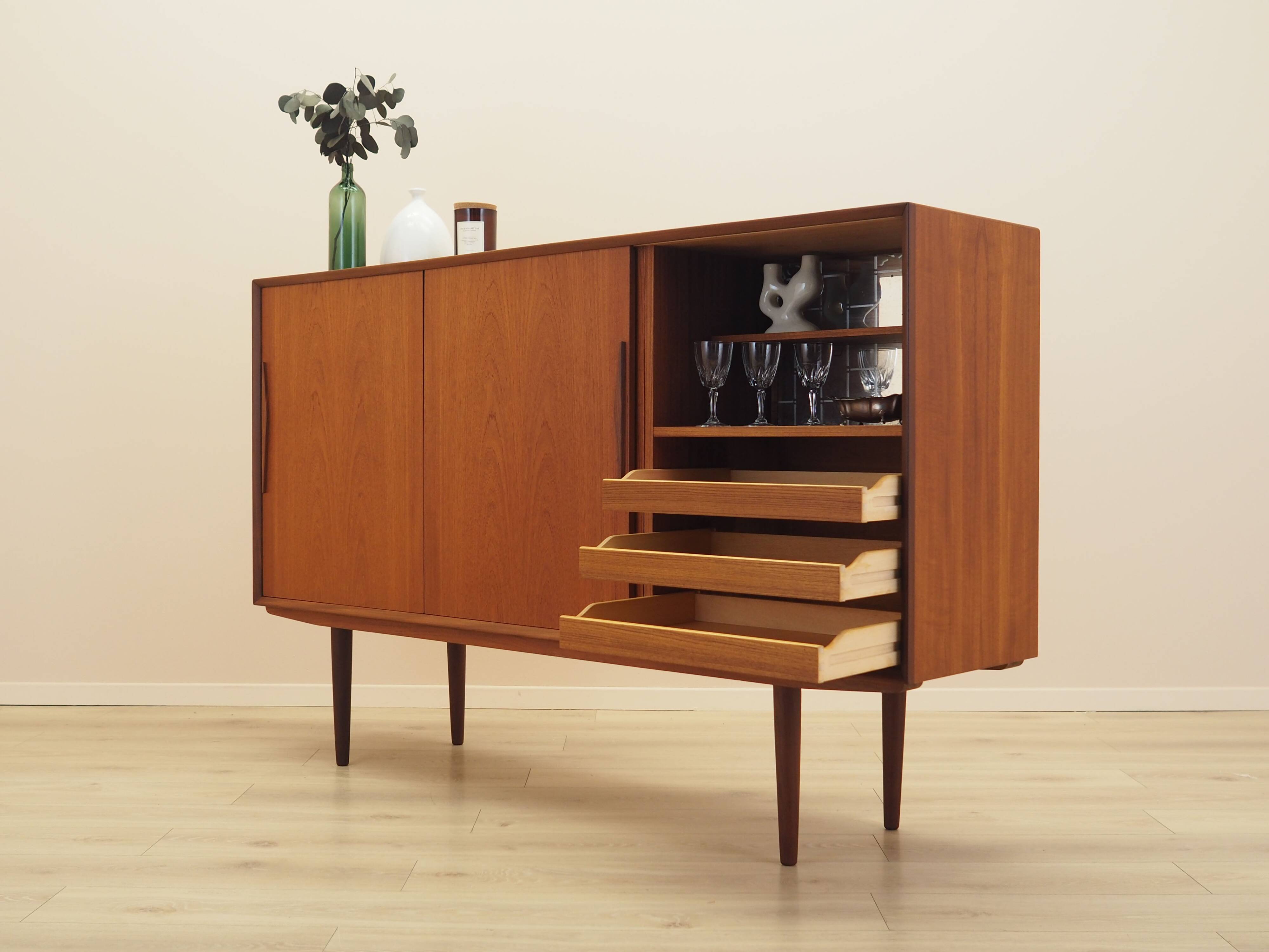 Teak highboard with bar section, Denmark, 1960s