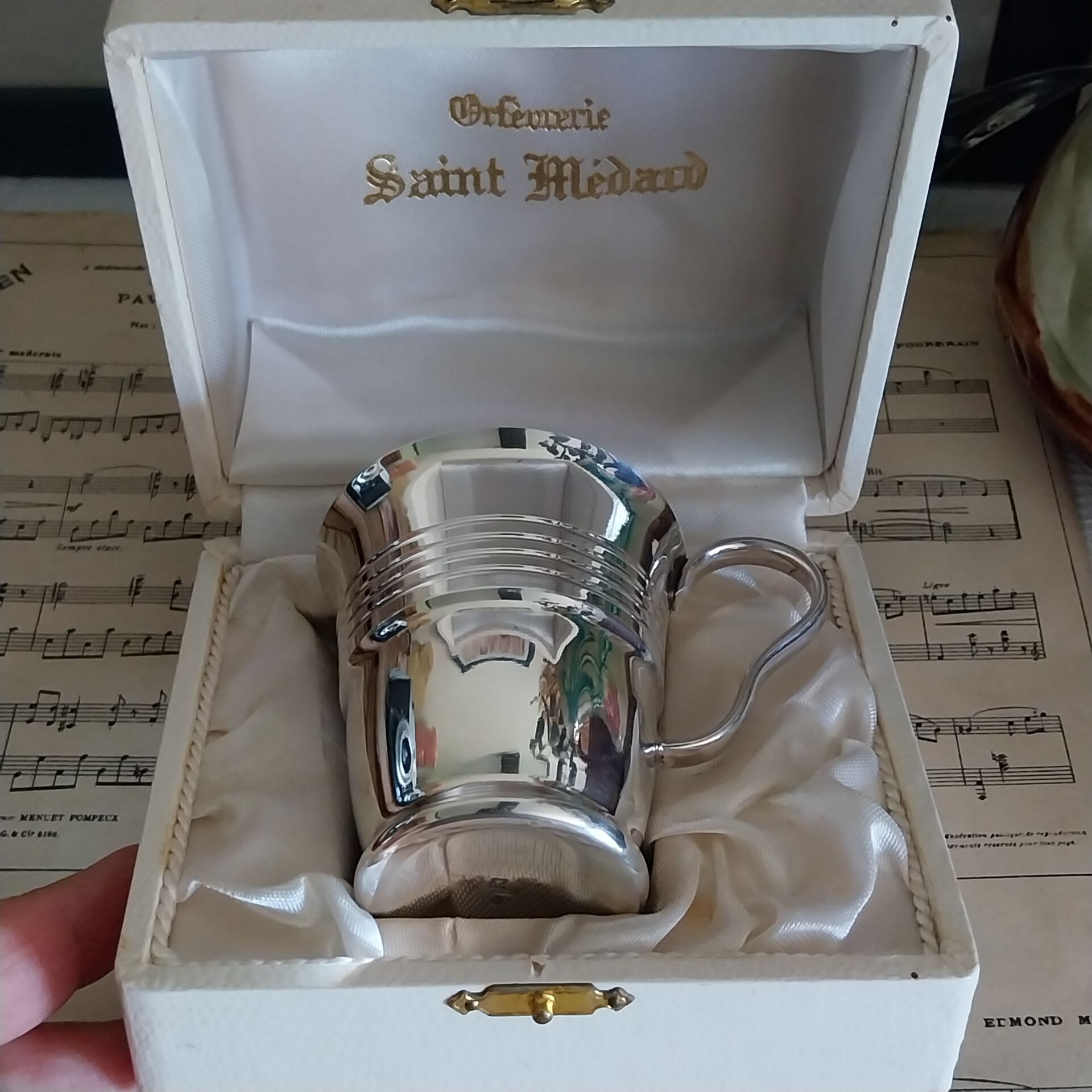 Antique silver-plated cup of Saint Medard