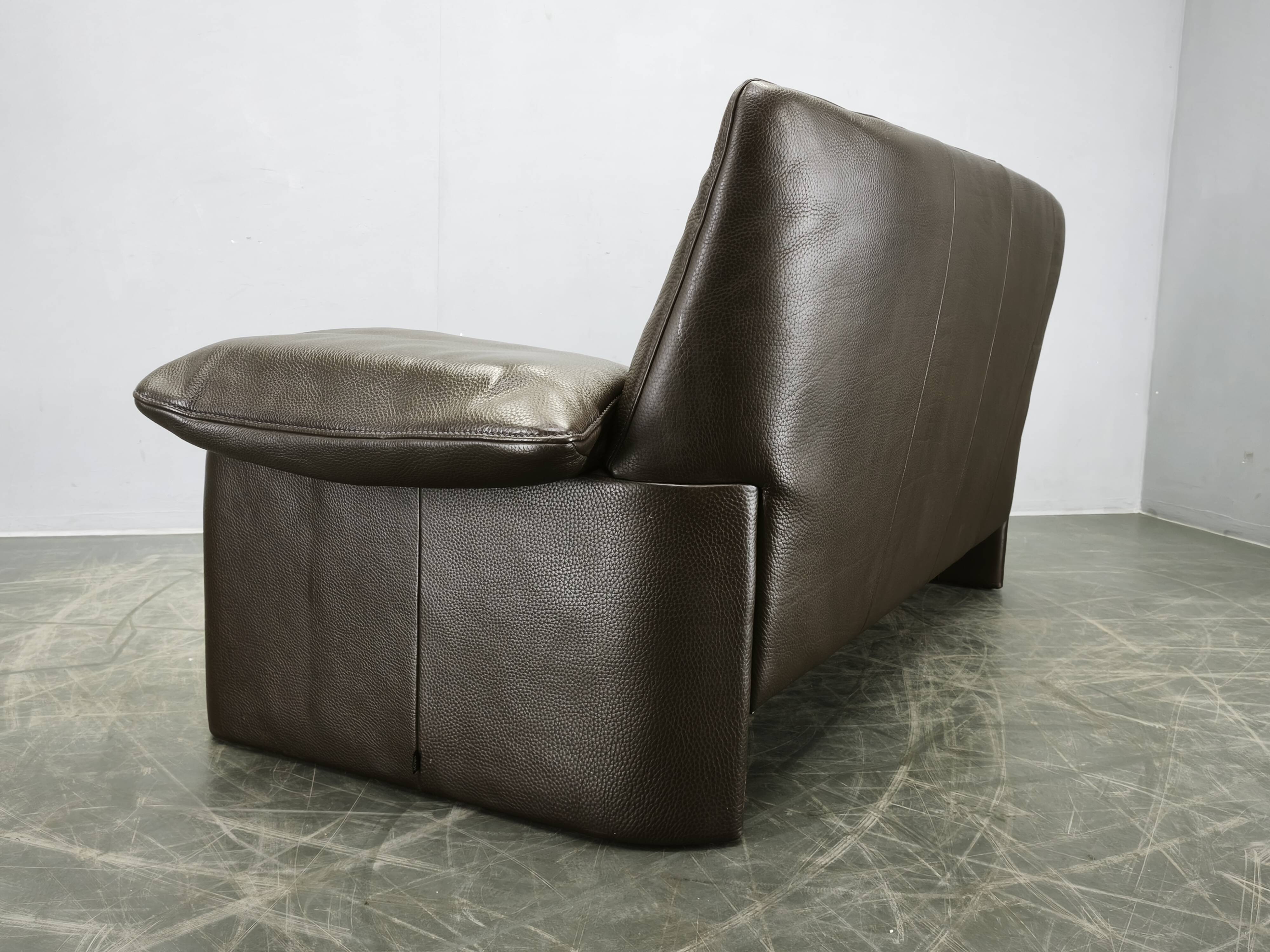 Jori Dark Brown Leather Two Seat Sofa, Belgium, 1990s