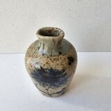 Vase with floral motif in enamelled ceramic - signed Suzanne Dauliach