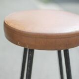 Set of 4 bar stools, metal and imitation leather stool, high stool