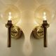 Pair Vintage Scandinavian Glass Wall Lights