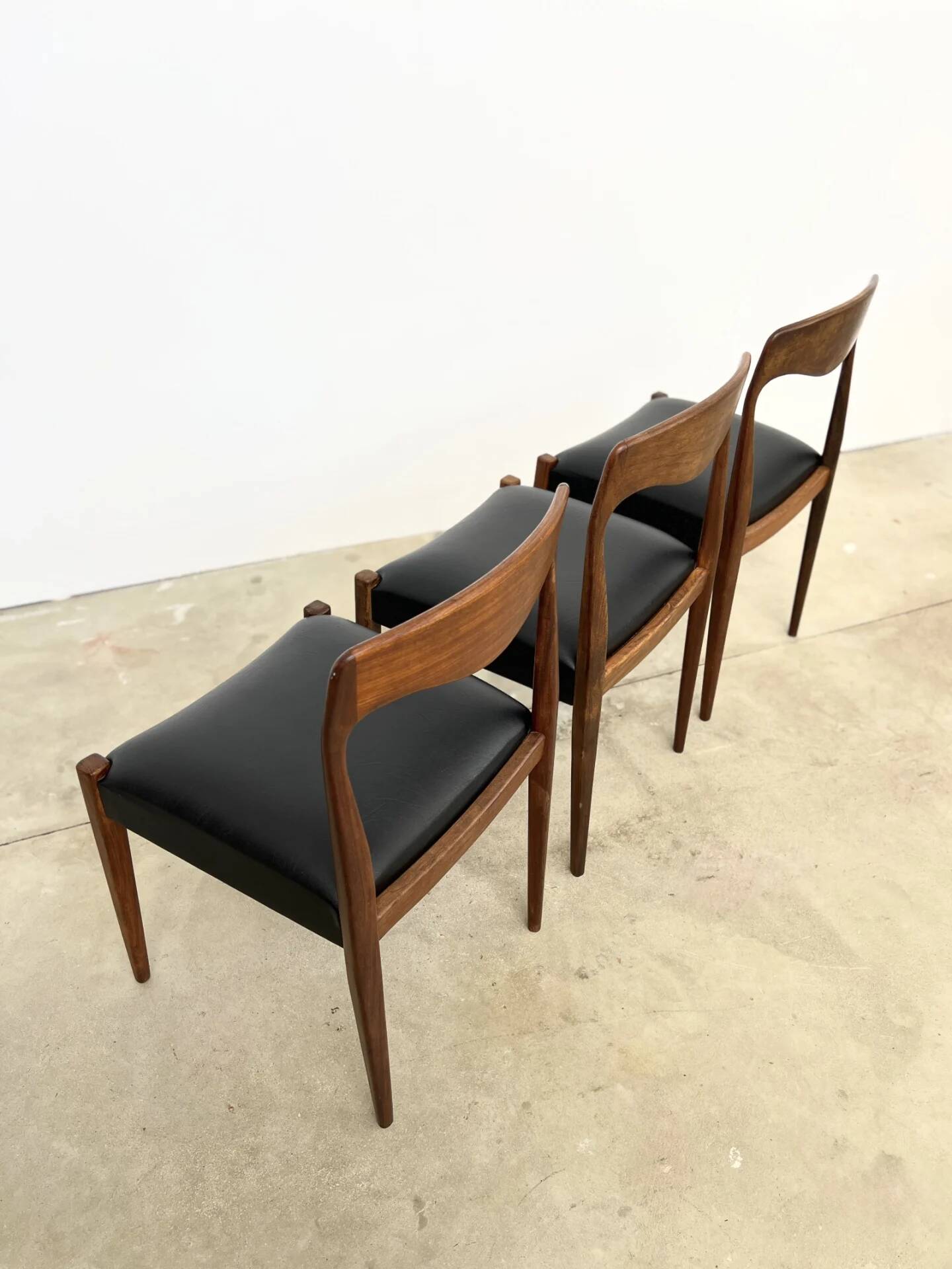 Scandinavian teak chair with black leatherette — Otto Møller style, 1960s