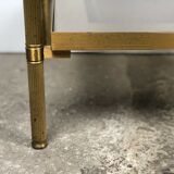 70'S vintage glass and brass sofa tip / side table