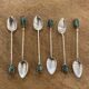 Box of 6 antique silver and jade spoons