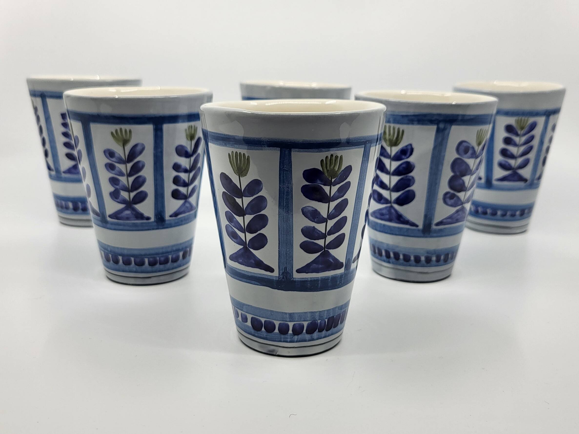 Roger Capron Ceramic Cups/Mugs (Set of 6) 1970 Vintage