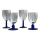 Set of 2 small king-shaped stemmed glasses and 2 small ball-shaped stemmed glasses