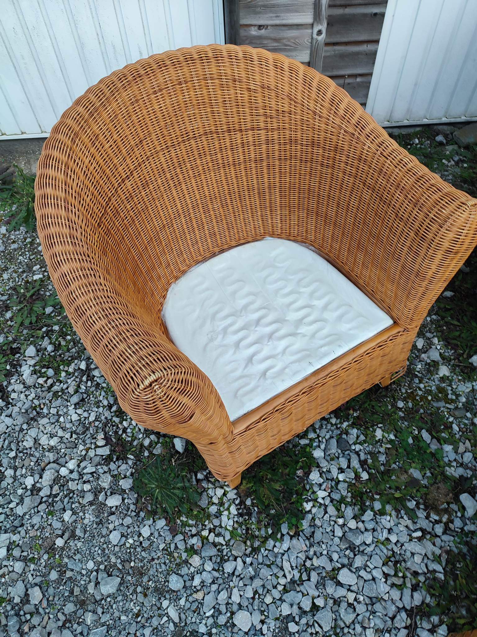 Pair armchairs wicker table Living room veranda vintage