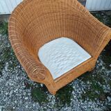 Pair armchairs wicker table Living room veranda vintage