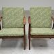 Paire de fauteuils boomerang vert fleur Antonin Suman pour Ton (Thonet)