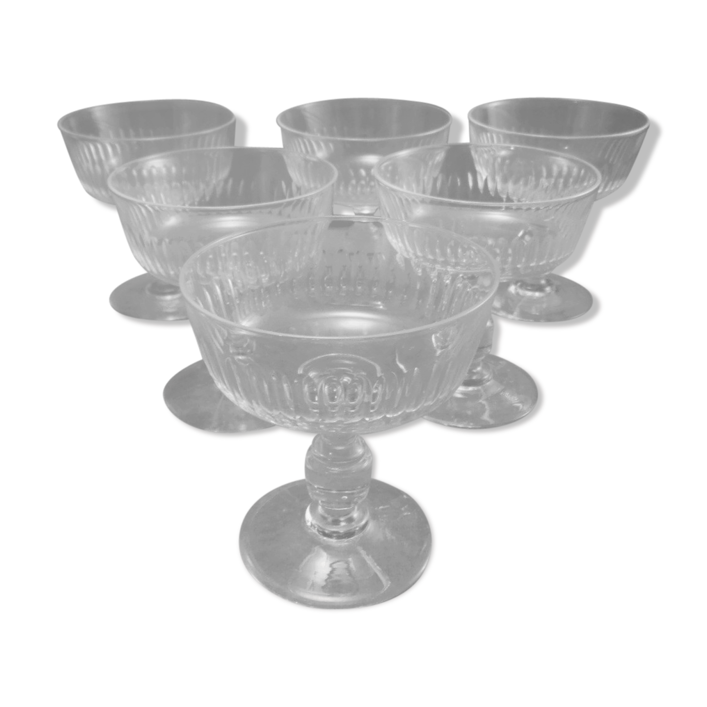 Service of 6 19th century cut crystal champagne cups